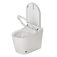 WC intelligent avec télécommande, siège chauffant, capteur de pied, chasse d'eau, cuvette allongée, à poser au sol, siphon en S, réservoir en céramique dissimulé