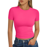 T-shirt de course basique à séchage rapide pour femmes T-shirts vierges personnalisés Hauts courts pour femmes T-shirt de sport Slim Fit