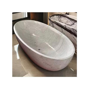 SW STONE Baignoire de <span class=keywords><strong>spa</strong></span> moderne autoportante de <span class=keywords><strong>luxe</strong></span>, baignoire ovale en pierre naturelle blanche personnalisée pour adultes, baignoire de salle de bain personnalisable - Product Image 2