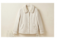 Veste matelassée en peau de mouton pour femme, col en fourrure courte, motif diamant, manteau décontracté pour tous les jours