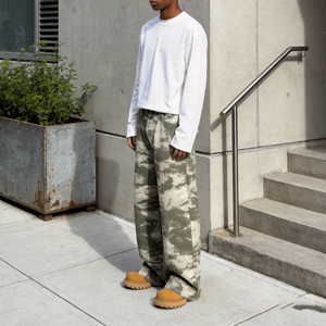 <span class=keywords><strong>Pantalon</strong></span> Camouflage 100% Coton Toile Vintage Style <span class=keywords><strong>Américain</strong></span> pour Homme Coupe Droite Ample Tie-Dye Respirant Anti-Plis - Product Image 4