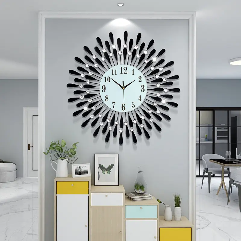 Amazon Cross-border Creative Craft Clock Watch Iron Art Wall Clock Decoration Silent Quartz Clock