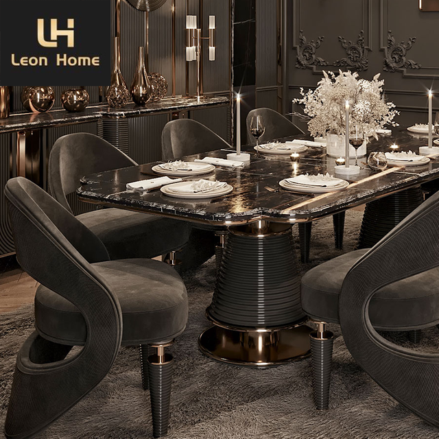 New Design Arrival Restaurant Dining Table and Chairs Set Dining Room Sets 12 Chairs Table Furniture Luxury Dining Chair