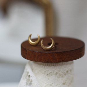 2024 New Design <b>Small</b> Cute Moon Stud Earrings 18K Gold Plated Stainless Steel Women's Jewelry - Product Image 6