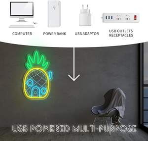 Letrero de Neón con Forma de Piña, Luz LED de Neón Atenuable, Decoración de Pared con Temática Oceánica, para Habitación Infantil, Dormitorio, Hogar y Centro Comercial, Resistente al Agua - Product Image 4