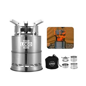 Estufa de Leña Portátil de Acero Inoxidable con Logotipo Personalizado, Pequeña Estufa de Leña para Acampar - Product Image 1