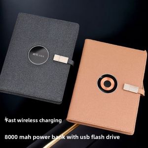Ensemble de carnet en cuir imitation avec chargeur sans fil magnétique, cadeau d'affaires multifonctionnel avec 1 clé USB - Product Image 1