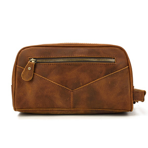 Kit de viaje personalizado Vintage para hombre <span class=keywords><strong>Dopp</strong></span> de cuero de alta calidad para neceser con doble cremallera - Product Image 2