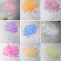 Grandes fleurs artificielles en organza, pivoines géantes pour décoration de mariage et événements, présentation florale sur pied pour vitrine et scène