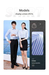 Camisa de <span class=keywords><strong>Trabajo</strong></span> de Manga Larga a Rayas, Ajustada, de Algodón Transpirable, Unisex, para Jóvenes en el Sector de Seguros <span class=keywords><strong>y</strong></span> Bienes Raíces - Product Image 5