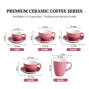 Tazas <span class=keywords><strong>de</strong></span> Cerámica Retro para Café y Té con Plato Kingze Personalizables para Restaurante 75ml 200ml 250ml 300ml 350ml - Product Image 3