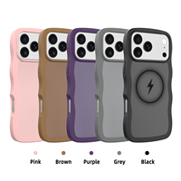 Nouvelle Arrivée Coque de Téléphone à Bord Ondulé et Cadre Bouclé pour iPhone 17 Pro Max, Étui Arrière Magnétique Tendance en TPU PC pour Téléphone Portable Vente en Gros