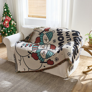 <b>Christmas</b> Cotton <b>Throw</b> Blanket Rectangular Nordic Style Eco-Friendly Home Decor Winter Use - Product Image 2