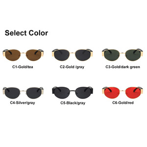 Gafas de Sol Ovaladas Marrones Nuevas 2020, Estilo Retro Hip-Hop para Celebridades de Internet, Unisex, Estilo Bar Discoteca, Lentes Retro Europeas Americanas INS para Mujer - Product Image 5