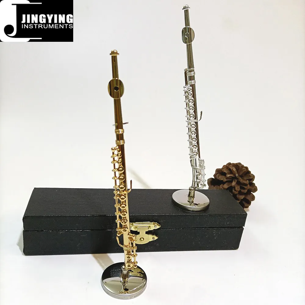 2024 Jingying Music Miniature Brass Wind Musical Instruments Model,Mini Flute Model Home Decoration Birthday Instrument Gift