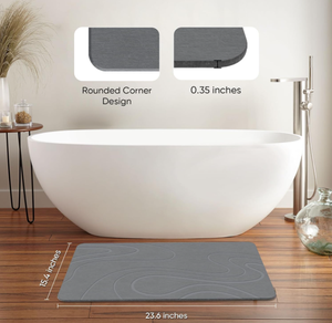 Tappetino da Bagno in Pietra Naturale di Diatomite Antiscivolo ad Asciugatura Rapida |   Tappetino Assorbente Jiloma per Bagno - Product Image 6
