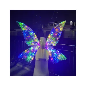 Atacado grandes crianças adultos artesanato festival decorações traje brinquedo elétrico pura led acender até anjo borboleta fadas asas