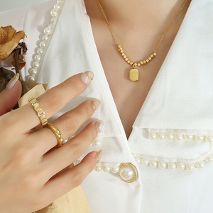 Collar con Colgante Geométrico Cuadrado en Inglés Romántico Francés Personalizado, Cadena de Regalo para <span class=keywords><strong>Niñas</strong></span>, Accesorio de Moda - Product Image 4