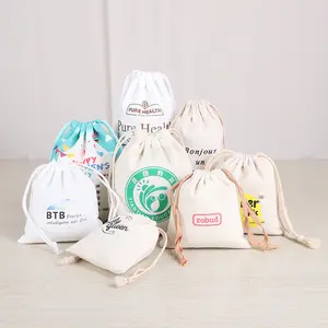 Personalized Colorful canvas cotton drawstring bag with double string custom cotton drawstring bag gift packaging