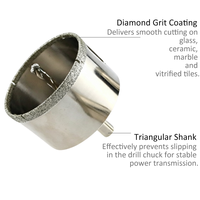 Scie cloche diamantée électrolytique avec foret pilote, queue triangulaire, pour verre, céramique, marbre et carrelage vitrifié