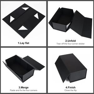 Custom Logo Wholesale Luxury Folding Black Magnet Clothing <b>Paper</b> Gift <b>Box</b> Packaging With Ribbon Magnetic Gift <b>Box</b> - Product Image 6