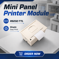 Printer Barcode Thermal Mini 58mm dengan Modul Printer Panel Terintegrasi Hitam Putih RS232/TTL