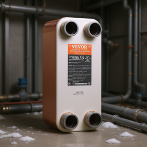 Échangeur de chaleur à plaques brasées Vevor, 50 plaques en cuivre, eau-eau, pour chauffage au sol, dégivrage, brassage de bière - Product Image 2