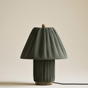 Lampe de table avec abat-jour en tissu plissé, base d'ampoule LED E27, commande par interrupteur, pour salle à manger, design simple - Product Image 2