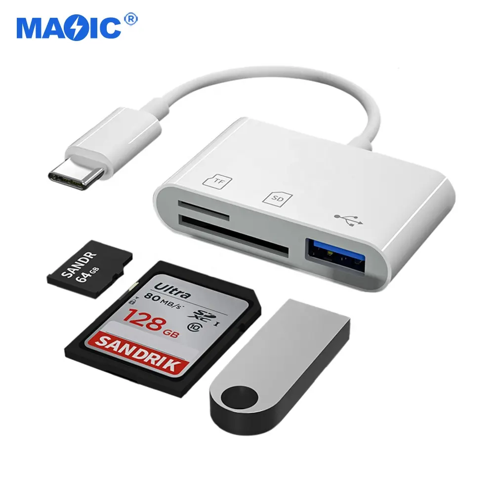 Cables Commonly Used Accessories 3 in 1 USB C to USB 3.0 TF SD OTG Card Reader Converter Card Reader Adapter for Type C Devices
