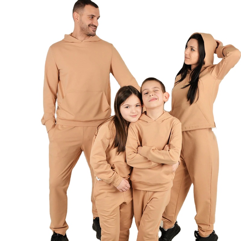 Bio-Baumwolle passende Familie Jogginganzug passende Set Aktivkleidung Mutter und Tochter Familie-Set Kleidung Familie passende Outfits