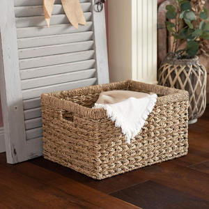 Paniers de rangement rectangulaires en <span class=keywords><strong>rotin</strong></span> de bambou fait à la main très durables tissés en jonc de mer - Product Image 5