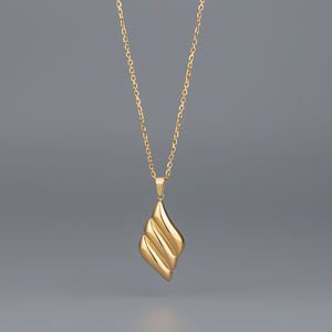 Perhiasan mode kalung berlapis emas 18k liontin sayap gelombang bergaris baja tahan karat - Product Image 1