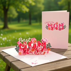Premium <b>Craft</b> ZS-P2153 Handmade Art Greeting Card For Mom Birthday Mother's Day Gift Pop Up Floral Design - Product Image 3