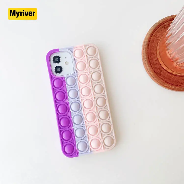 Myriver Toys Silicone S Phone Covers Push Bubble Game Pink Unique Cell Phone Cases For Iphone 11/12 Pro Max