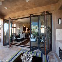 Portes pliantes postmodernes étanches à double battant, sécurisées, insonorisées, en aluminium et fibre de verre, pour salle à manger