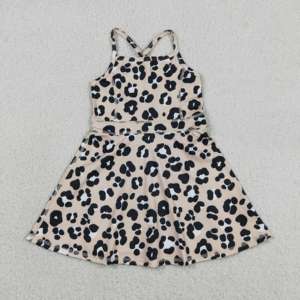 Robe-short de sport décontractée pour petites filles, motif léopard, mignonne, pour le tennis et le yoga, doublée, vêtements assortis pour sœurs - Product Image 2