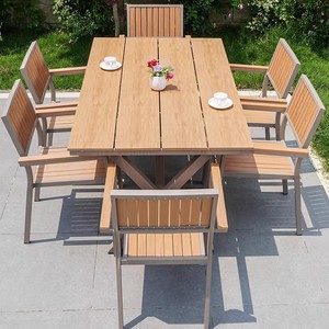 <span class=keywords><strong>Table</strong></span> et chaises d'extérieur en plastique et bois, imperméables et résistantes au soleil, pour cour, villa, <span class=keywords><strong>jardin</strong></span>, balcon, café, usage commercial - Product Image 5