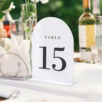 Vente en gros usine : Panneau de table en acrylique blanc en forme d'arche, numéros 1-20, pour fournitures de fête, mariage, Halloween et décoration de table
