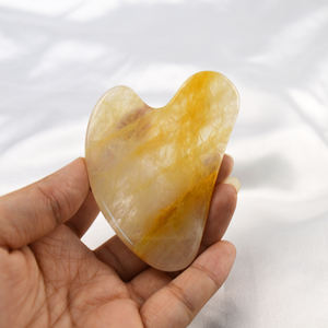 Quartz doré Guasha Conseil Citrine Guasha <span class=keywords><strong>Pierre</strong></span> Coeur Forme Grattage Cristal Massage Outils Soins <span class=keywords><strong>sculpture</strong></span> pour Drainage Lymphatique - Product Image 4