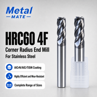 CNC-Bearbeitungszentrum Werkzeug Eckradius 4-Schneidig Schaftfräser HRC60 AlCrN-Beschichtung CNC-Hartmetallwerkzeuge für Stahl, Metall und Titanlegierungen