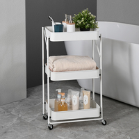 Chariot utilitaire pliable en métal à 3 niveaux, robuste, thermolaqué, pour rangement et organisation, prix de gros