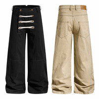 Pantalon de travail large tendance de style chinois pour hommes et femmes, pantalon décontracté vintage délavé et vieilli de style américain