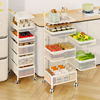 Chariot de rangement moderne à 3/4/5 étages pour fruits et légumes, support rotatif pour panier de cuisine avec poignées