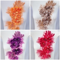 Nouvelle applique en tissu brodé de perles et de mailles, style xqd, pour robe de mariée et robe de soirée, patch floral décoratif, vêtements DIY
