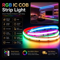 Bande LED COB RGB IC 720 LED/m 5M 12V en stock, adressable, effet de poursuite des couleurs, IP20, multicolore, flexible