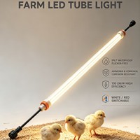 Éclairage LED pour volailles à spectre complet dimmable 2700k-6500k, rouge et blanc commutable, résistant à l'ammoniac, étanche IP67, CRI80