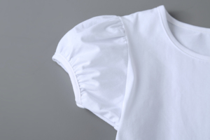 <span class=keywords><strong>Camiseta</strong></span> de manga corta con <span class=keywords><strong>volantes</strong></span> de colores sólidos personalizada de fábrica OEM para niñas, camisetas blancas lisas de algodón 100% para niñas - Product Image 4