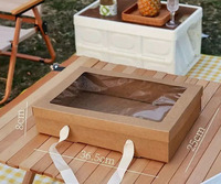 Boîte à pique-nique IMEE, boîte à emporter en papier kraft jetable, emballage cadeau pour le camping en plein air, emballage pour fruits et desserts avec poignée