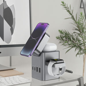 ที่ชาร์จไร้สายทรงลูกบาศก์แม่เหล็กพับได้15W สถานีชาร์จอัจฉริยะแบบหลายพอร์ต - Product Image 5