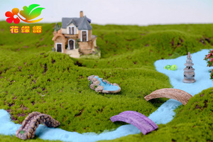 Ornamenti in Resina per Micro Paesaggi Retrò e Antichi, Scena Cartoon con Faro del Lago del West, Pozzo d'Acqua, Piccolo Ponte e Acqua Corrente - Product Image 6